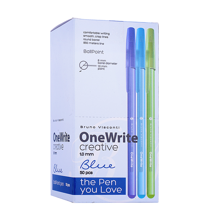 Ручка "OneWrite Creative" шариковая 1.0 мм, синяя (3 цвета)