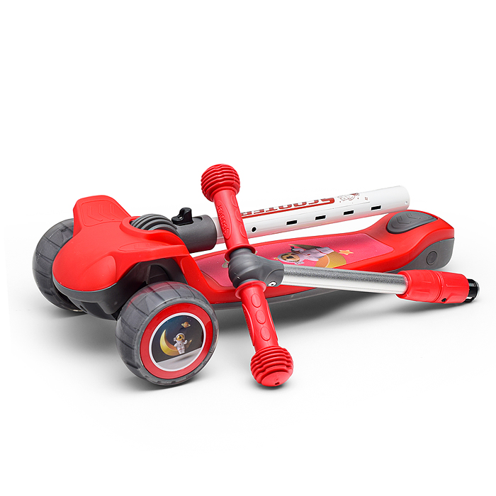 Самокат U001195Y 3-х кол., красный, PU, в коробке