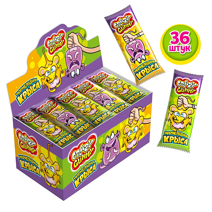 Мармелад "CRAZY GUMMY. Мармеладная крыса" 15гр (36шт)