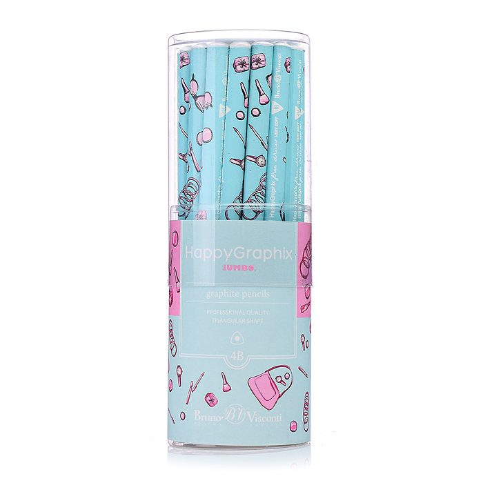 Карандаш чернографитовый "HappyGraphix  Life Style. Pink dream" 4В супер мягкий, 3,5 мм