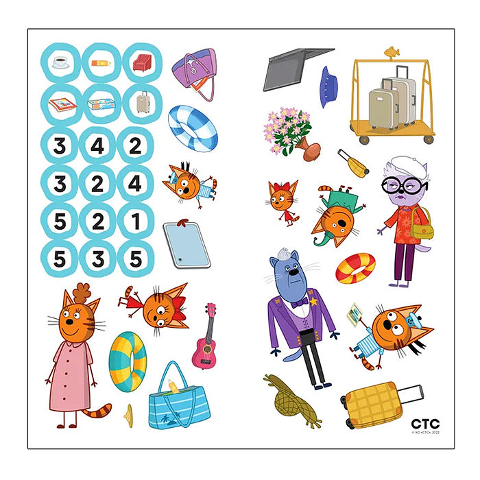 Фото к товару Три кота. Развивающие наклейки. В отеле (Три кота и Море приключений) Три кота. Развивающие наклейки. В отеле (Три кота и Море приключений)