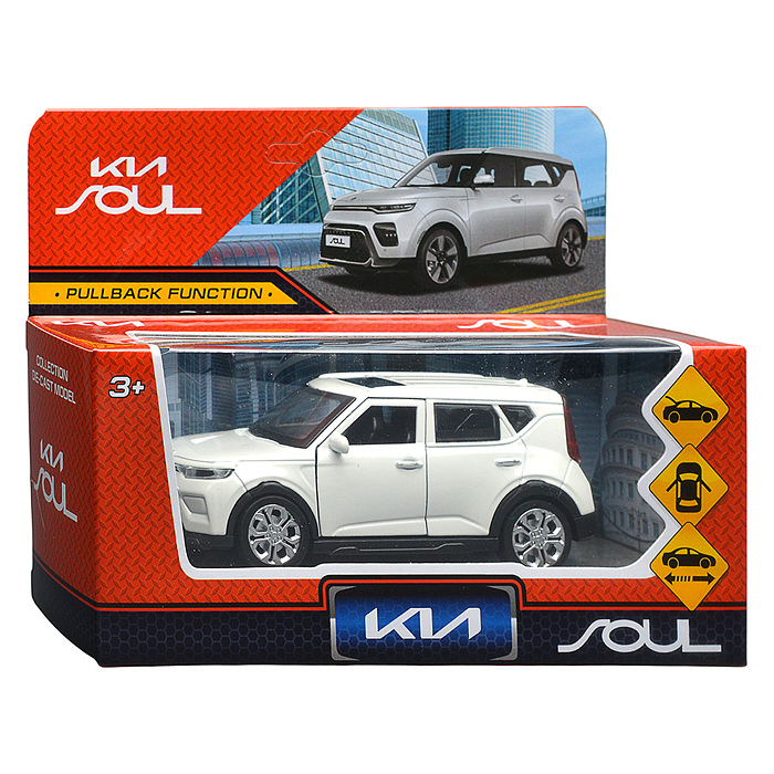 Машина металл KIA soul длина 12 см, двери, багаж., инерц, белый