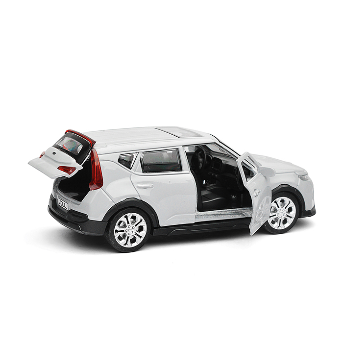 Машина металл KIA Soul 12 см, (двери, багаж., серебряный) инерц., в коробке