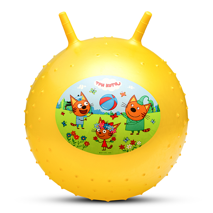 Мяч-прыгун 45 см "Три Кота" массажный с рожками с наклейкой