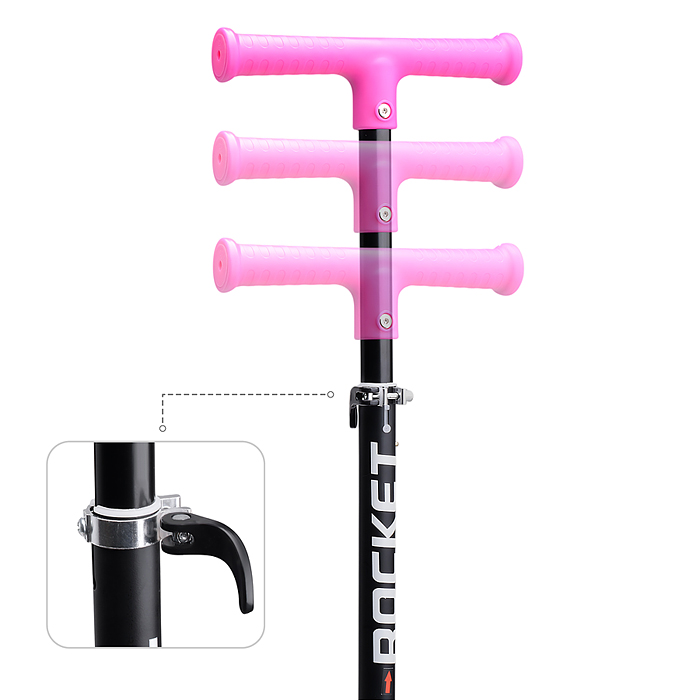 Самокат трёхколёсный R0205 ROCKET колёса PU, цвет розовый