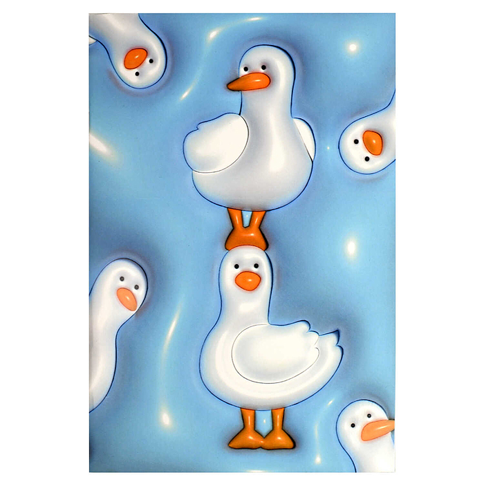 Тетрадь 32 л. клетка "3D-Гуси" 141х215 мм, А5 мягкий переплёт, дизайнерский блок