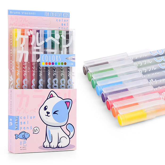 Набор гелевых ручек "Colors. Kawaii animals" 0.5 мм, 8 цветов