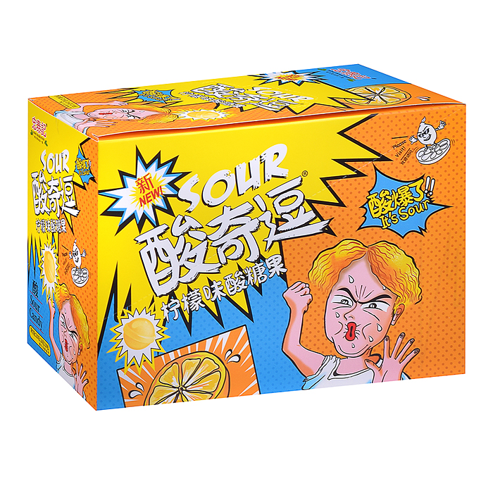 Леденцы кислые Sour Candy Mini 26 г, в пластиковом пакете с подвесом, лимон