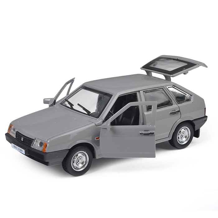 Машина металл ВАЗ-2109 "Спутник" 12 см, (двери, багаж, серебряный) инерц., в коробке