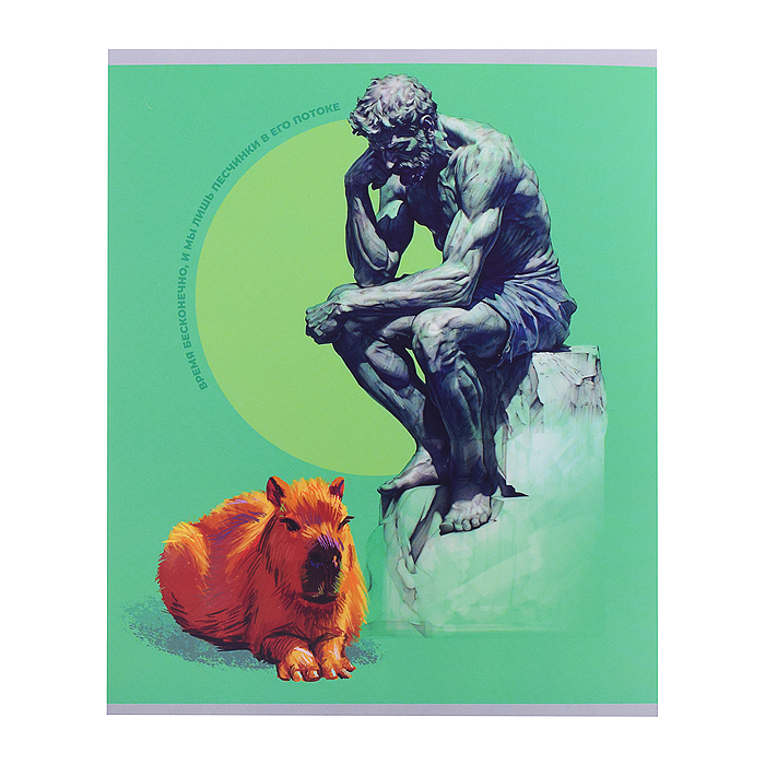 Набор. Тетрадь 48 л., клетка "Капибары" А5, на скрепке + Ручка шариковая автомат, цвет чернил синий.