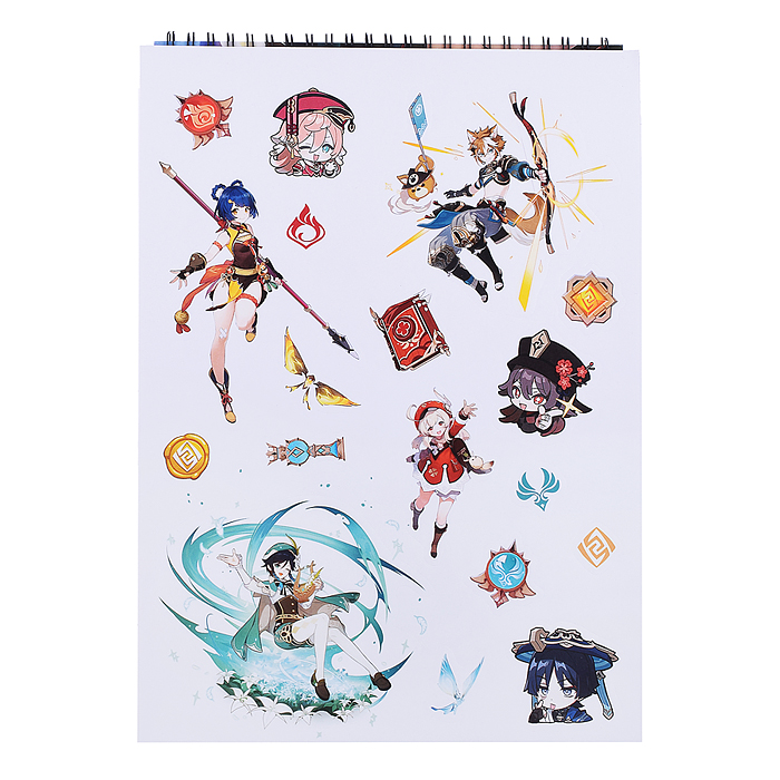 Творческий блокнот cо стикерами и переводными татуировками A4. Геншин. Опасная тропа.