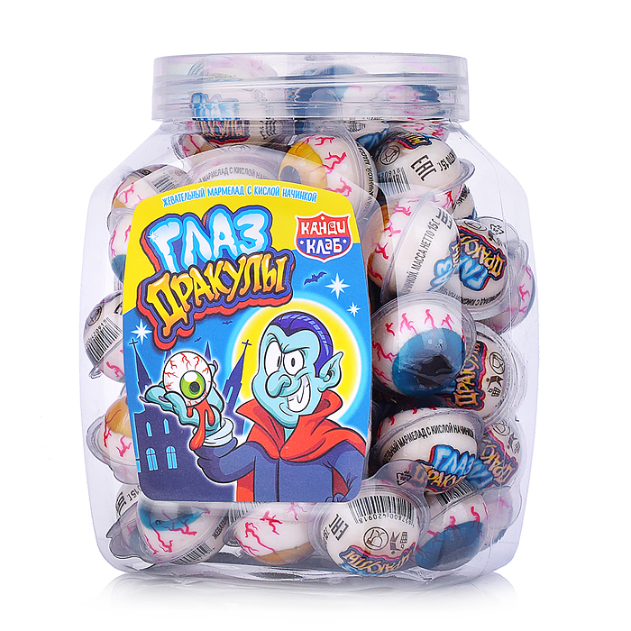Жевательный мармелад c кислой начинкой "Глаз Дракулы" 15гр (60шт)