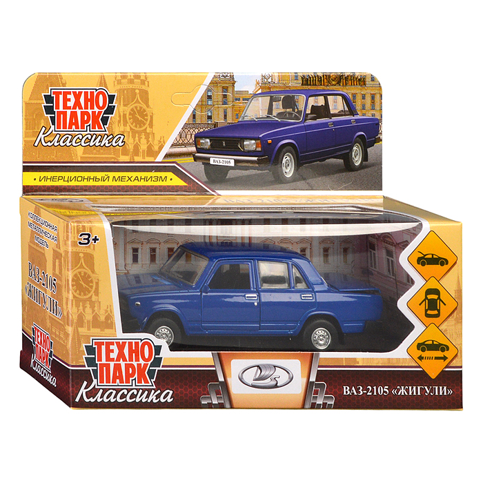 Машина металл LADA ВАЗ-2105 1997 12 cm, (двери, багаж, океан.)инерц.,в коробке