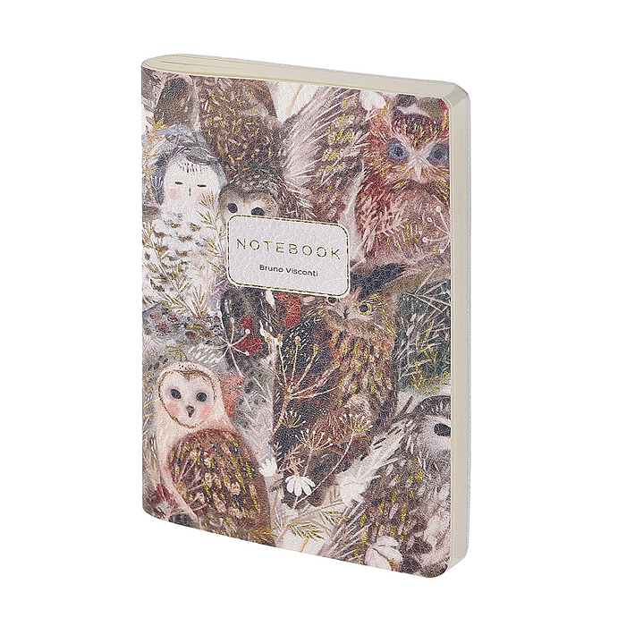 Записная книжка  из экокожи 60 л. линейка "Волшебные совы" 