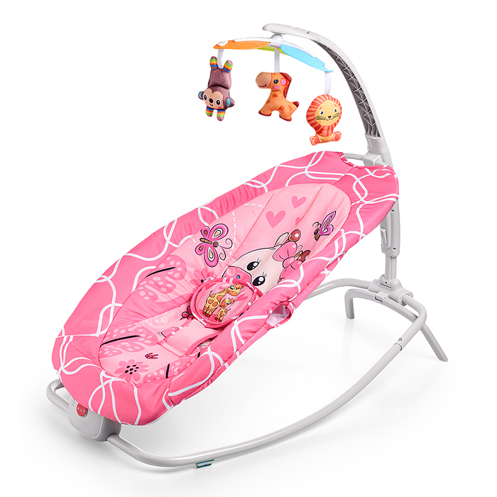 Шезлонг детский 8789 "Жирафик" (розовый)