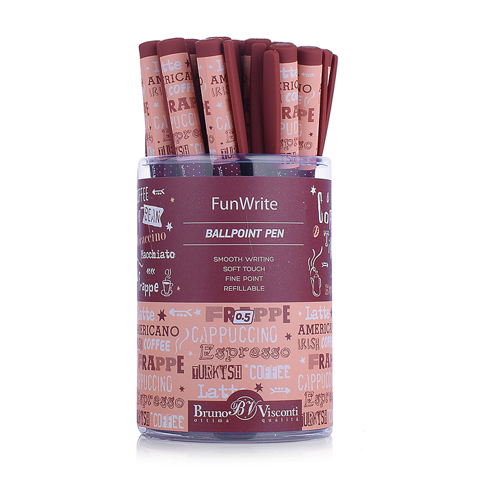 Ручка шариковая, 0.5 мм, синяя"FunWrite. Coffee Time. Латте" корпус софт тач 