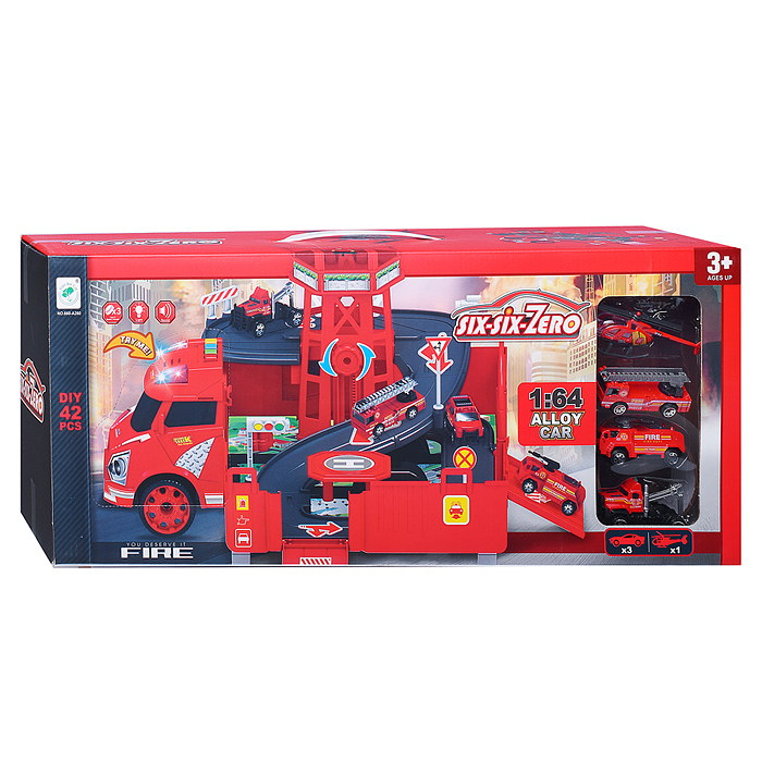 Парковка-машина 660-A260 "Пожарная часть" в коробке