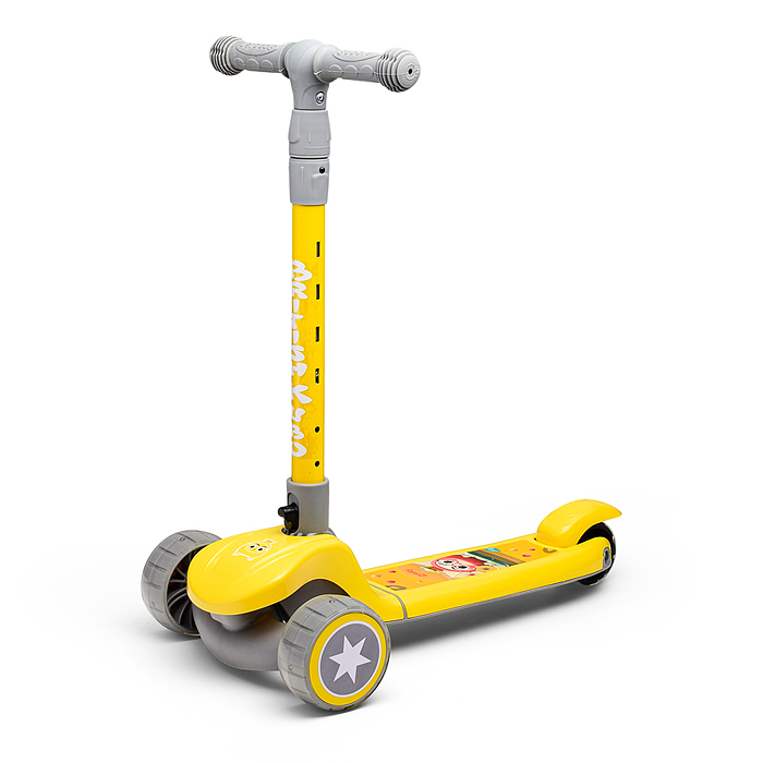 Фото к товару Самокат U001196Y 3-х кол., желто-серый, PU, в коробке Самокат U001196Y 3-х кол., желто-серый, PU, в коробке