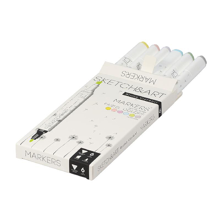 Набор двусторонних скетч-маркеров "Sketch&Art. Пастельные цвета", 6 цв.