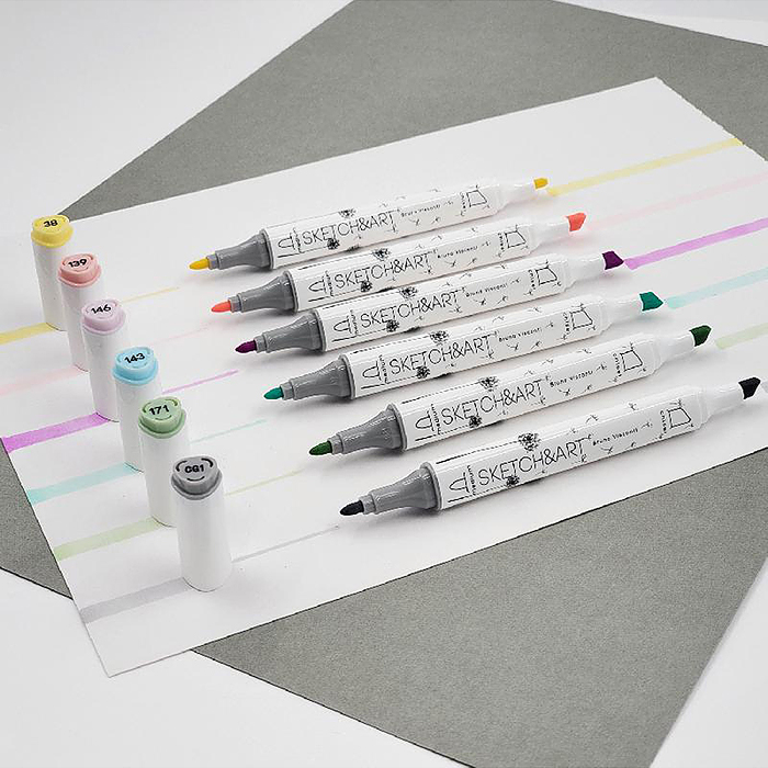 Набор двусторонних скетч-маркеров "Sketch&Art. Пастельные цвета", 6 цв.
