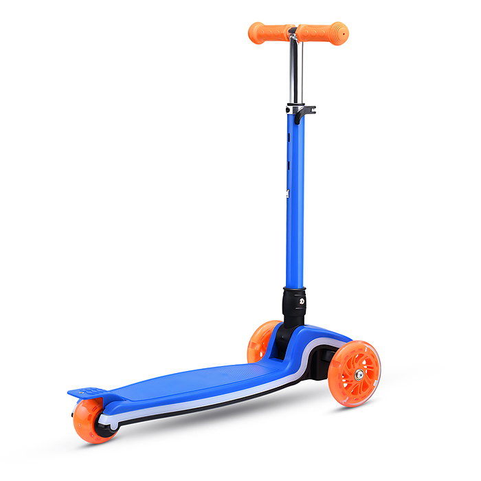 Самокат трёхколёсный R0198 ROCKET колёса световые PU, цвет синий