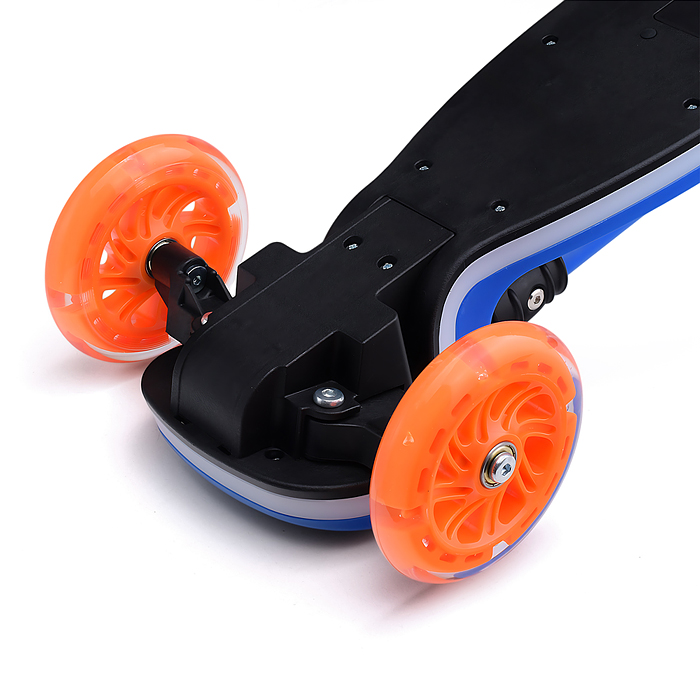 Самокат трёхколёсный R0198 ROCKET колёса световые PU, цвет синий