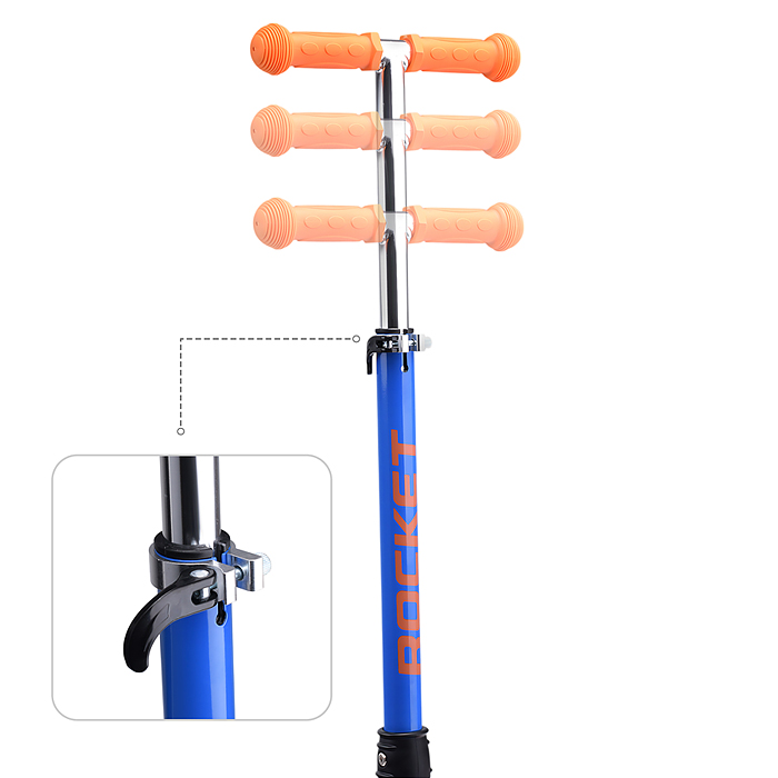 Самокат трёхколёсный R0198 ROCKET колёса световые PU, цвет синий