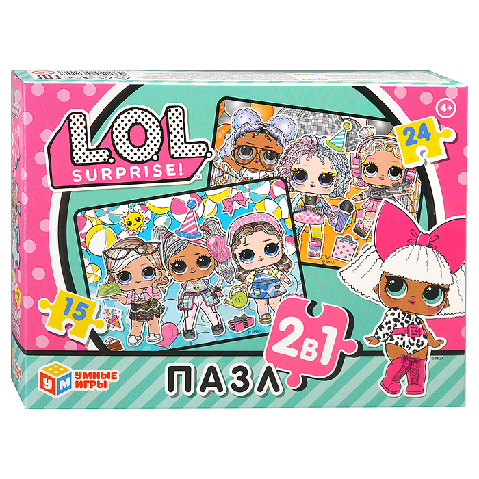 Пазлы набор 2 в 1: 15 и 24 "L.O.L." 190х140х35 мм. Пазлы набор 2 в 1: 15 и 24 "L.O.L." 190х140х35 мм.