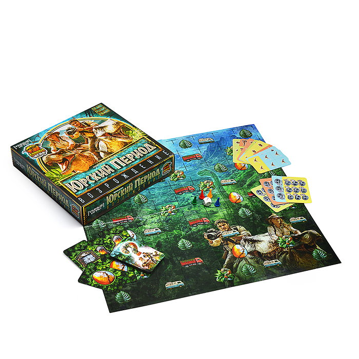 Настольная игра-квадрат "Юрский период" 40 карточек.