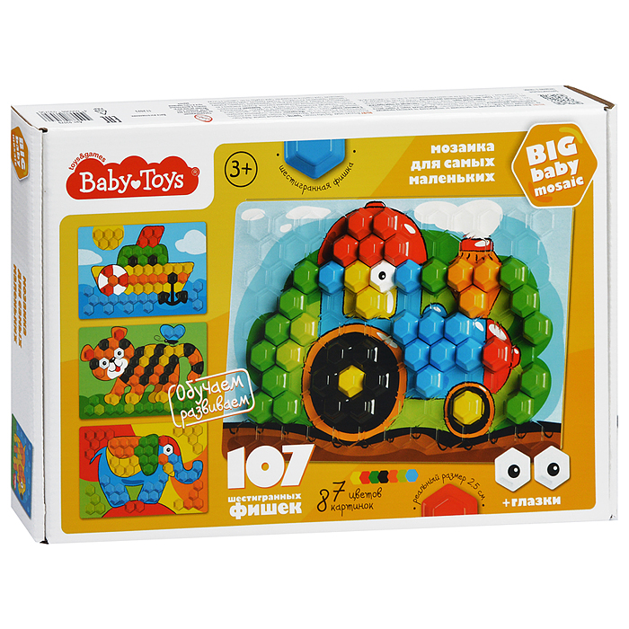 Мозаика для самых маленьких Baby Toys "Трактор" d2,5/7 цв (107 эл)