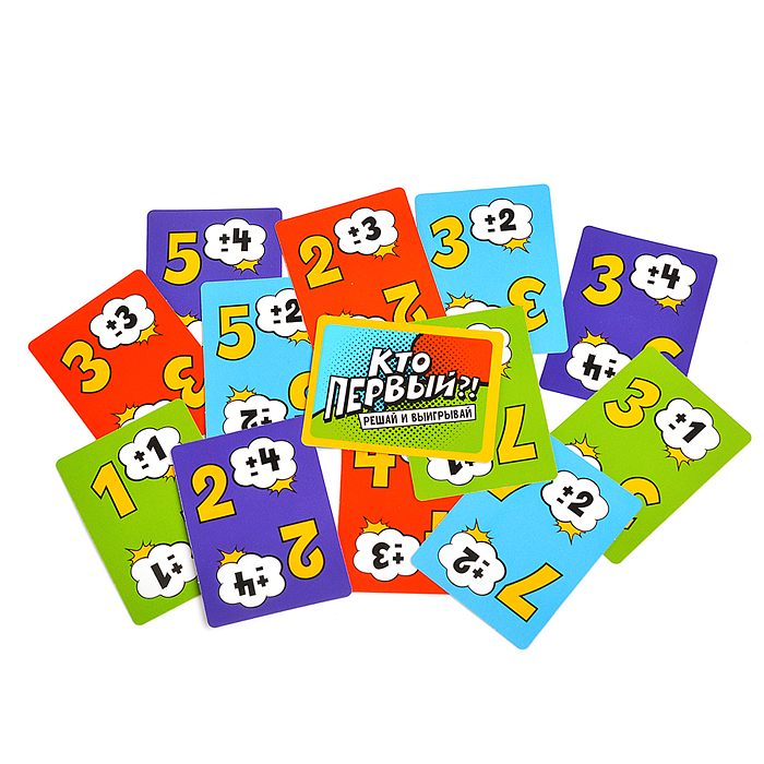 Фото к товару Игра настольная "Кто первый?! Числовая дуэль" 128 карт Игра настольная "Кто первый?! Числовая дуэль" 128 карт