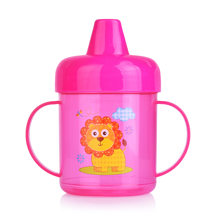 Поильник-непроливайка с жестким носиком, с ручками, ассорти, 200 мл, 5+, 1шт.