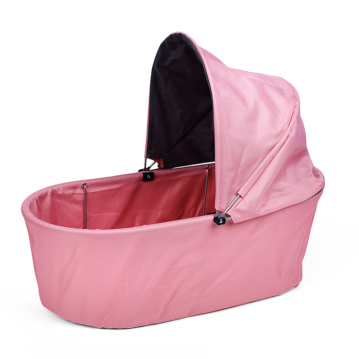 Коляска для кукол 9325B металлическая, складная, прогулочная с капюшоном и корзиной, цвет розовый