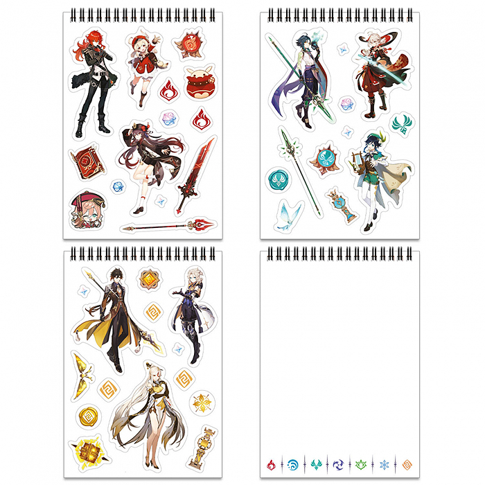 Геншин. Творческий блокнот cо стикерами A5. Нежная Фурина. 