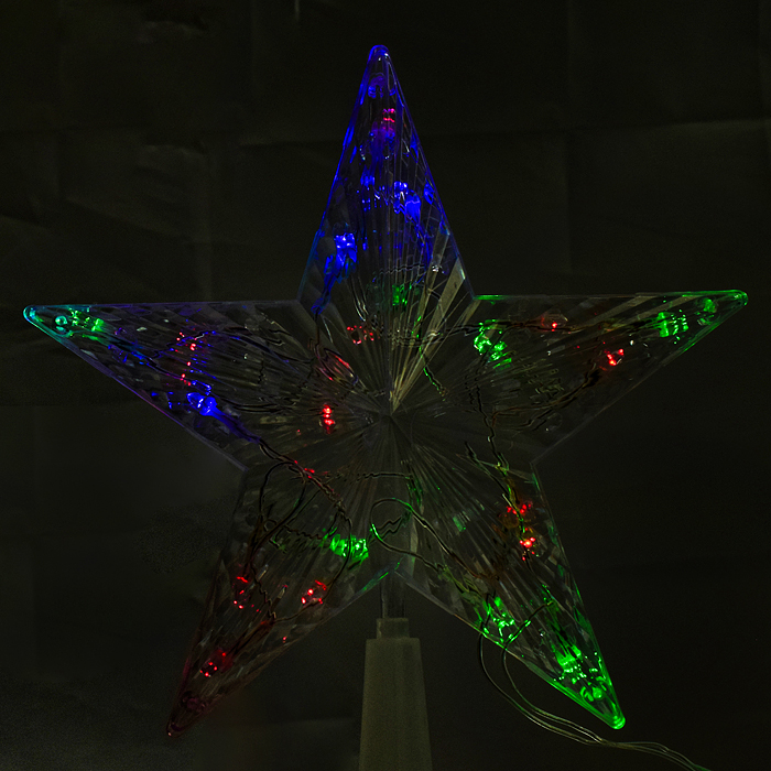 Фото к товару Электрогирлянда-наконечник "Звезда" светящаяся, цветная Электрогирлянда-наконечник "Звезда" светящаяся, цветная