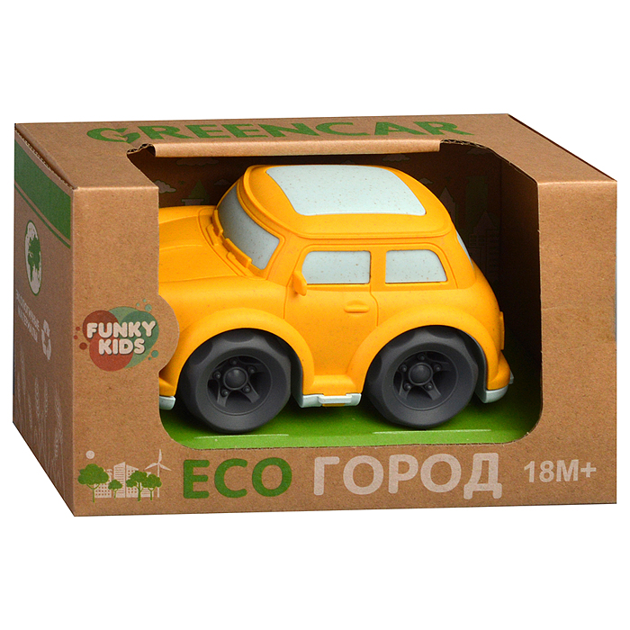 Эко-машинка 15 см, желтая машинка