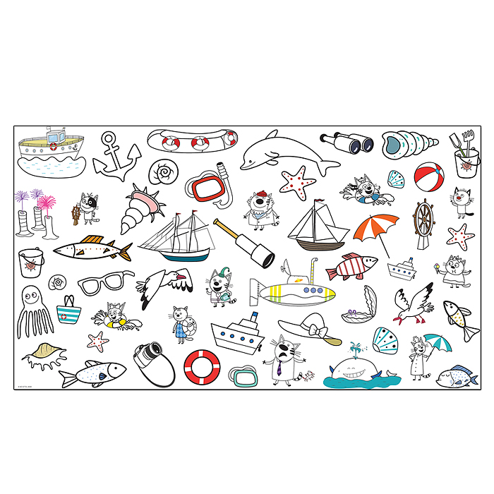 Игра-раскраска. Морские игры. Три кота. 