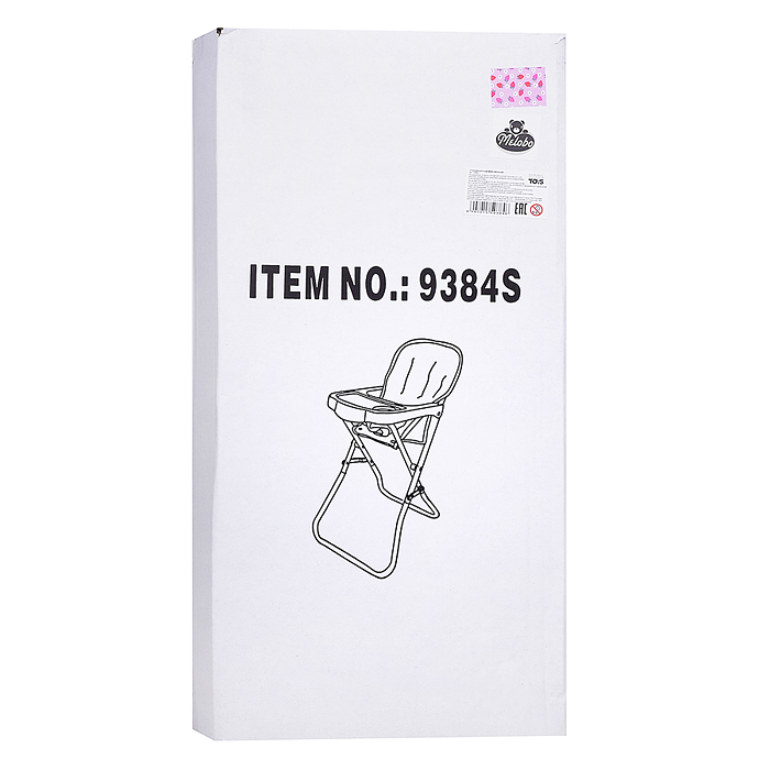 Стульчик для кормления кукол 9384S игрушечный, цвет клубнички на розовом