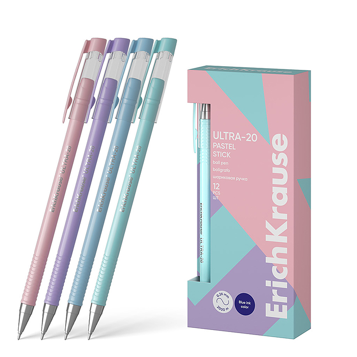 Ручка шариковая ULTRA-20 Stick Pastel 0.7, Super Glide Technology, цвет чернил синий