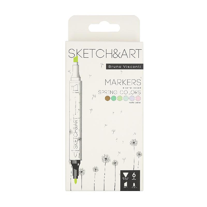Набор двусторонних скетч-маркеров "Sketch&Art. Весенний пейзаж", 6 цв.