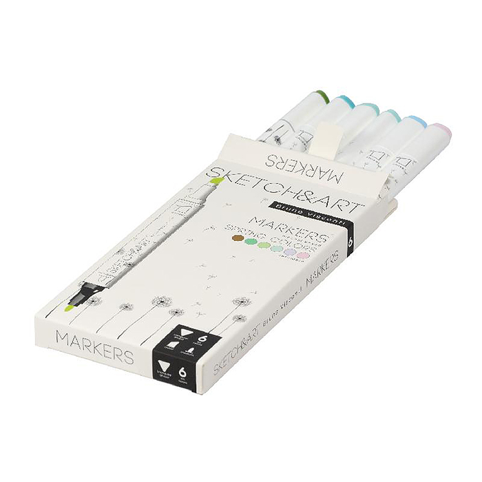Набор двусторонних скетч-маркеров "Sketch&Art. Весенний пейзаж", 6 цв.