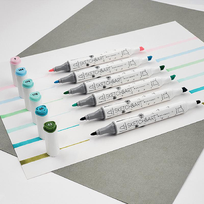 Набор двусторонних скетч-маркеров "Sketch&Art. Весенний пейзаж", 6 цв.