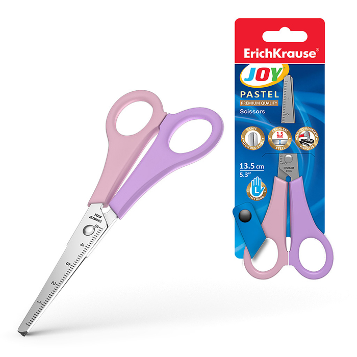 Ножницы для левшей JOY ® Pastel, 13.5см, ассорти (в блистере по 1 шт.)