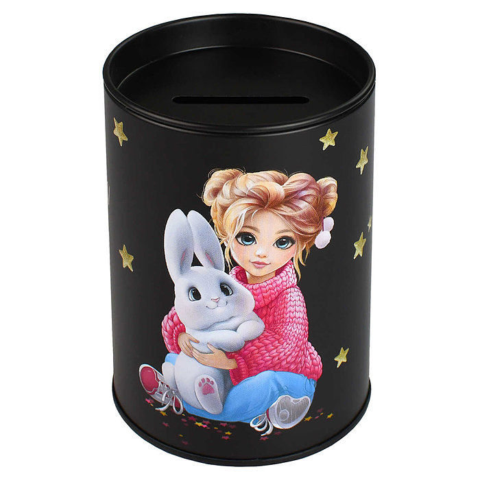 Фото к товару Копилка-подставка для канцелярских принадлежностей "Девочка и зайка" цвет черный Копилка-подставка для канцелярских принадлежностей "Девочка и зайка" цвет черный