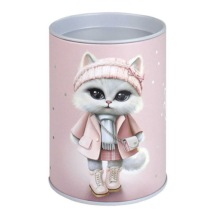 Копилка-подставка для канцелярских принадлежностей "Городские кошечки" цвет розовый