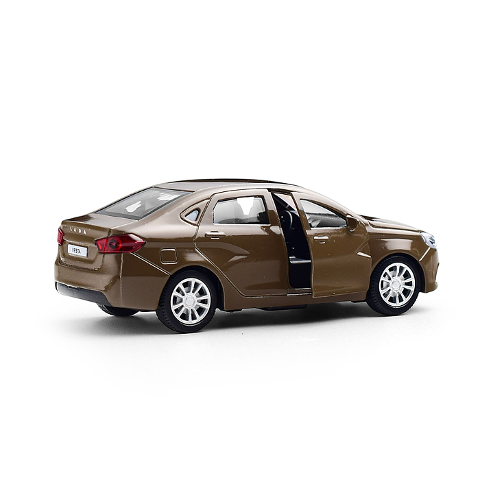 Машина металл LADA Vesta 11,5 см, (двери, коричневый) в коробке