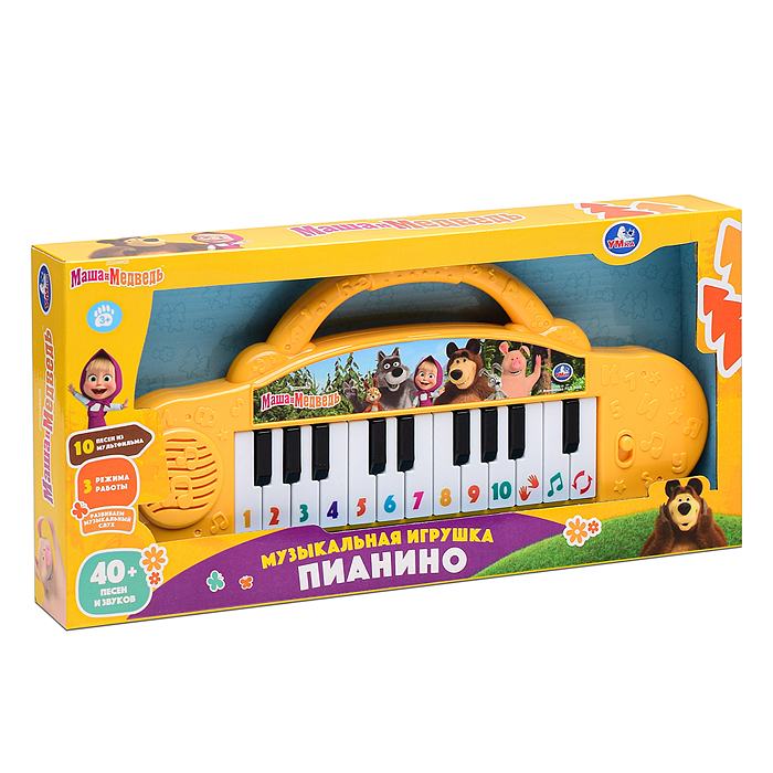 Фото к товару Пианино "Маша и Медведь" (40 песен, стихов и звуков, бат.) в коробке Пианино "Маша и Медведь" (40 песен, стихов и звуков, бат.) в коробке