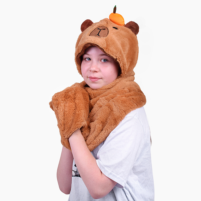 Шапка карнавальная 00-6840 "Капибара" с апельсинкой 43*40 см.