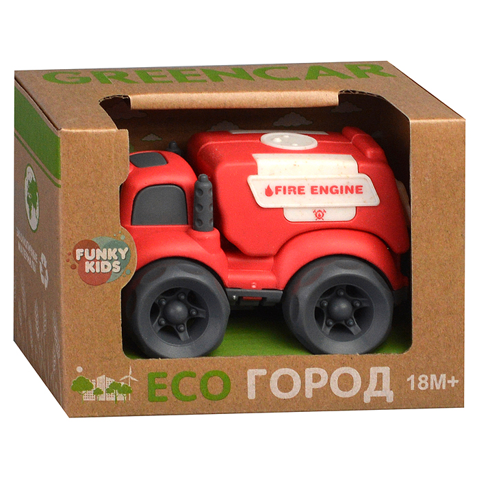Пожарная эко-машинка 10 см, красная   