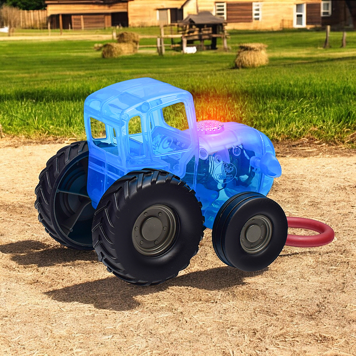 Каталка "Синий трактор " (15 песен, загадок, звуков, прозрачный пластик) в коробке